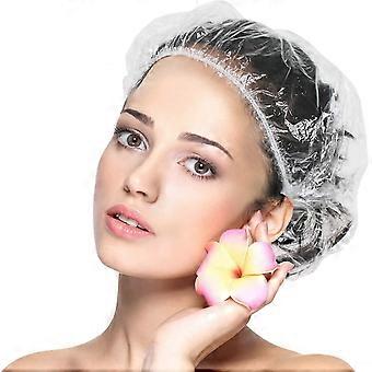 Shower Caps Disposable, 200pcs Thick Clear Waterproof Plastic Elastic Hair Bath Caps