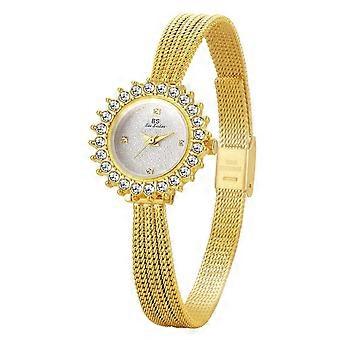 BS Bee Sister FA1833 Women Jewelry Bracelet Watch Vintage Floral Rhinestone Bezel Analog Wristwatch with Woven Mesh Band