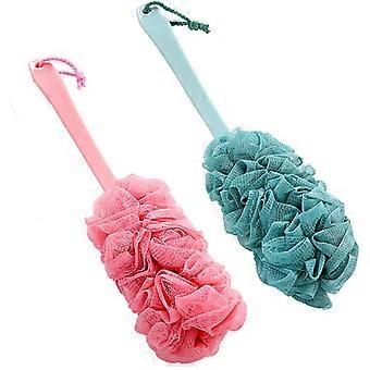 Rückenbürste mit langem Griff – Peeling-Körperbürste mit Luffa, dichtes Netz für reichhaltigen Schaum, ideal für Bad und Dusche, 2er-Pack