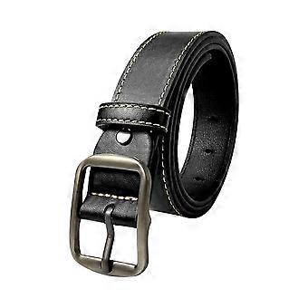 Leather Belt compatible with Men Pin Buckle Jeans Black Chic Luxury Ladies Vintage Strap Waistband