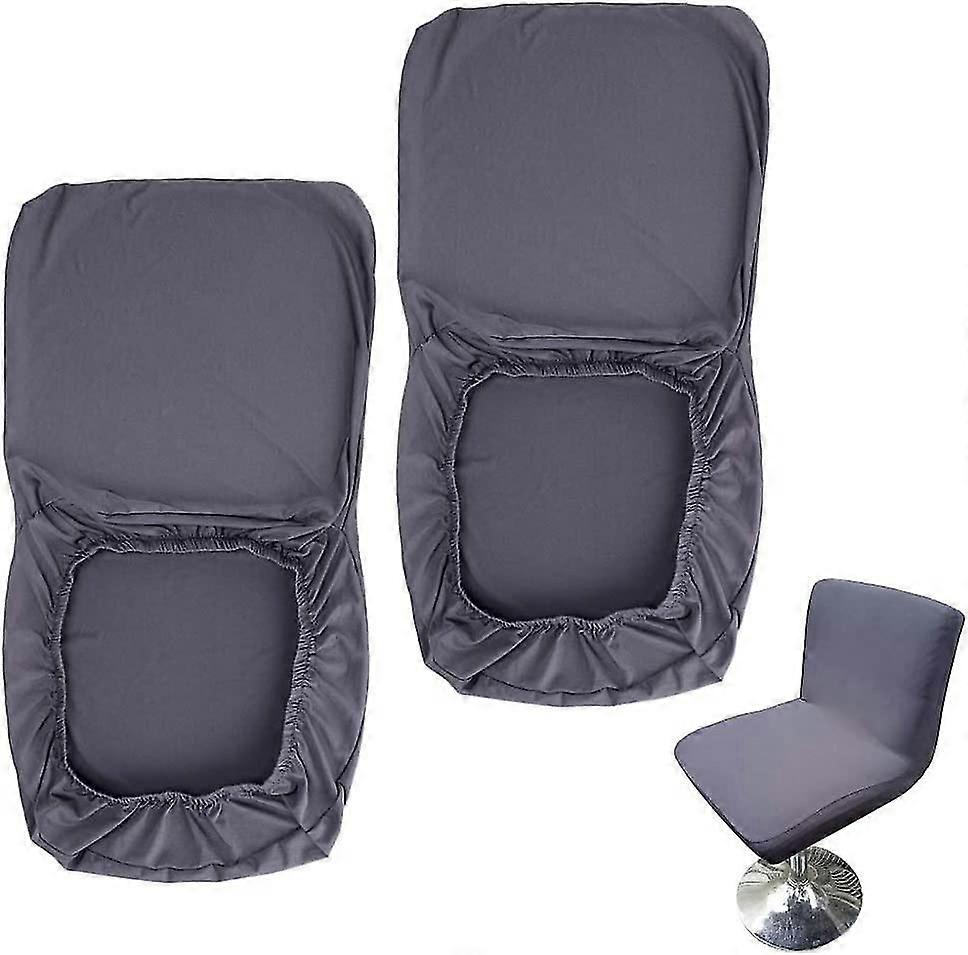 2 Pack Barstool Covers Extendable Backrest Swivel Dining Chair Covers Dark Gray