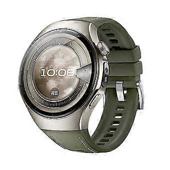 For Huawei Watch 5 46mm High-quality Premium Leather Hybrid Silicone Replacement Arm Band Green