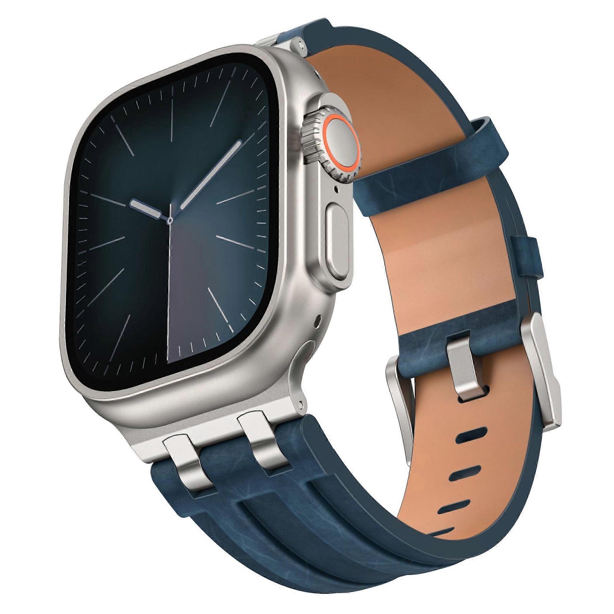 Smartwatch strap, faux leather, for Apple Watch 49, 46, 45, 44mm, stainless steel buckle