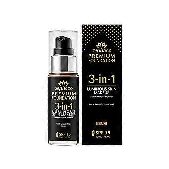 2pcs3-in-1 Long-lasting Foundation, Lightweight and Skin-friendly, Conceal Minor Imperfections, Natural Base Makeup (Deep Skin Tone)