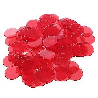 100pcs Clear Red Plastic Bingo Chips 1.9cm