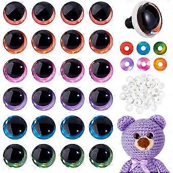 96pcs 6 Colors Moon Safety Eyes with Washers Crochet Eyes 18mm 3D Glitter Safety Eyes for Amigurumi Crochet Plush Animals