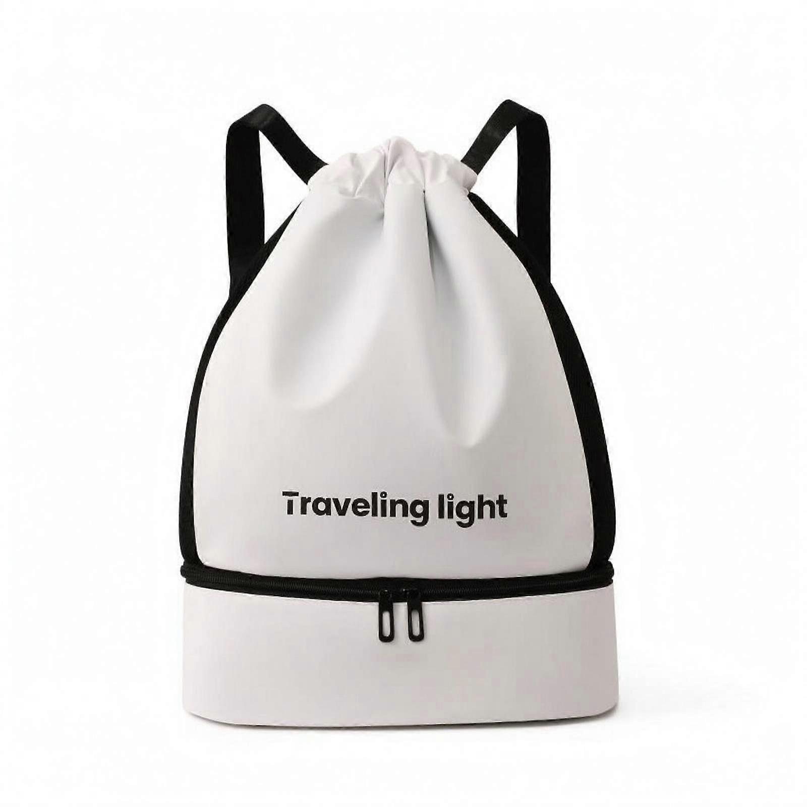Drawstring Backpack Lightweight Zippered Compartment Backpack Zipper Pocket