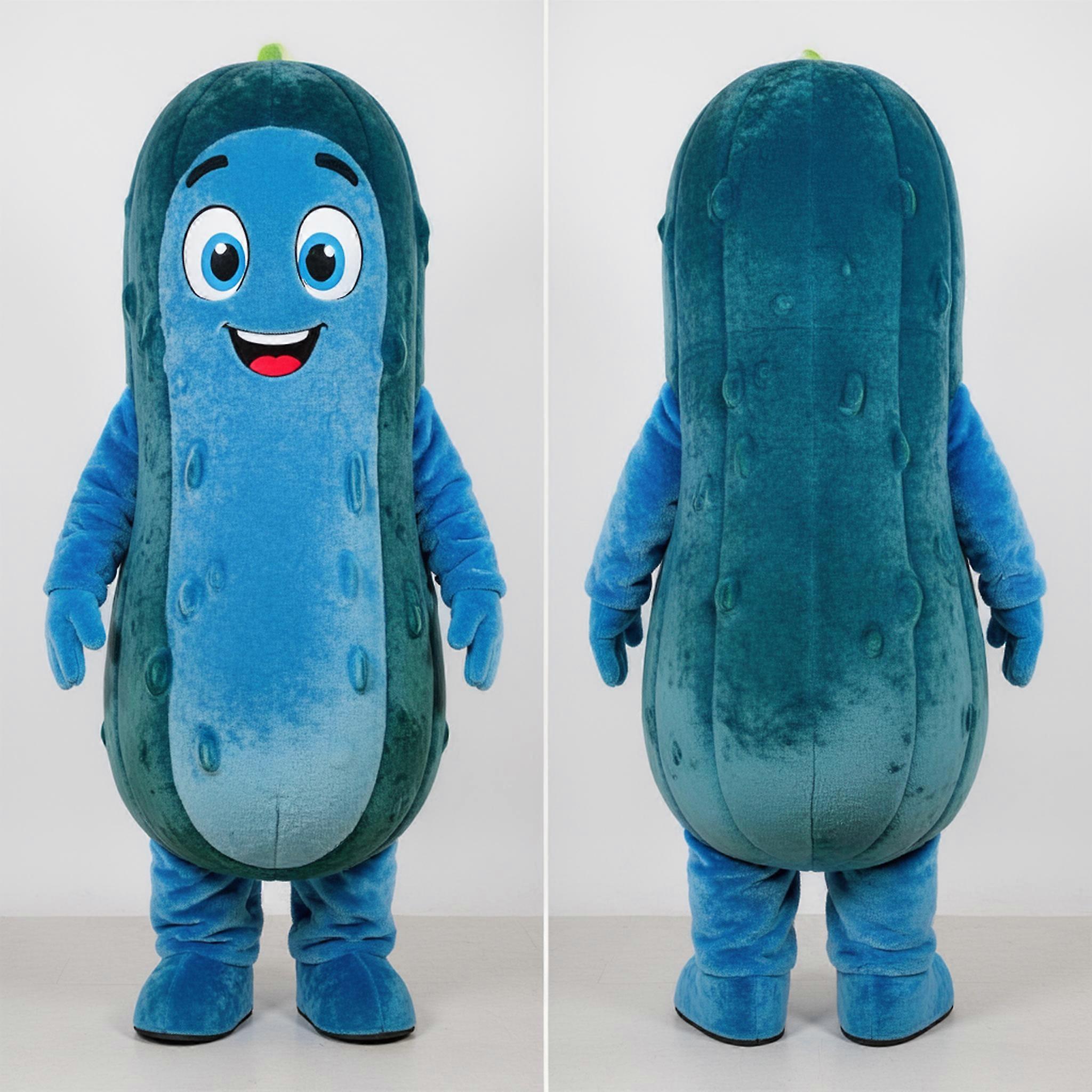 MASTICOT Velvety Blue Smiling Cucumber Mascot