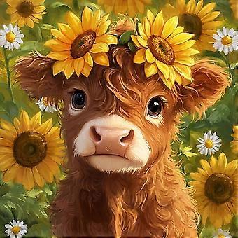 Highland Cow Jigsaw Puzzle for AdultsCute Cow and Flowers Arting Giftsch. HAA445