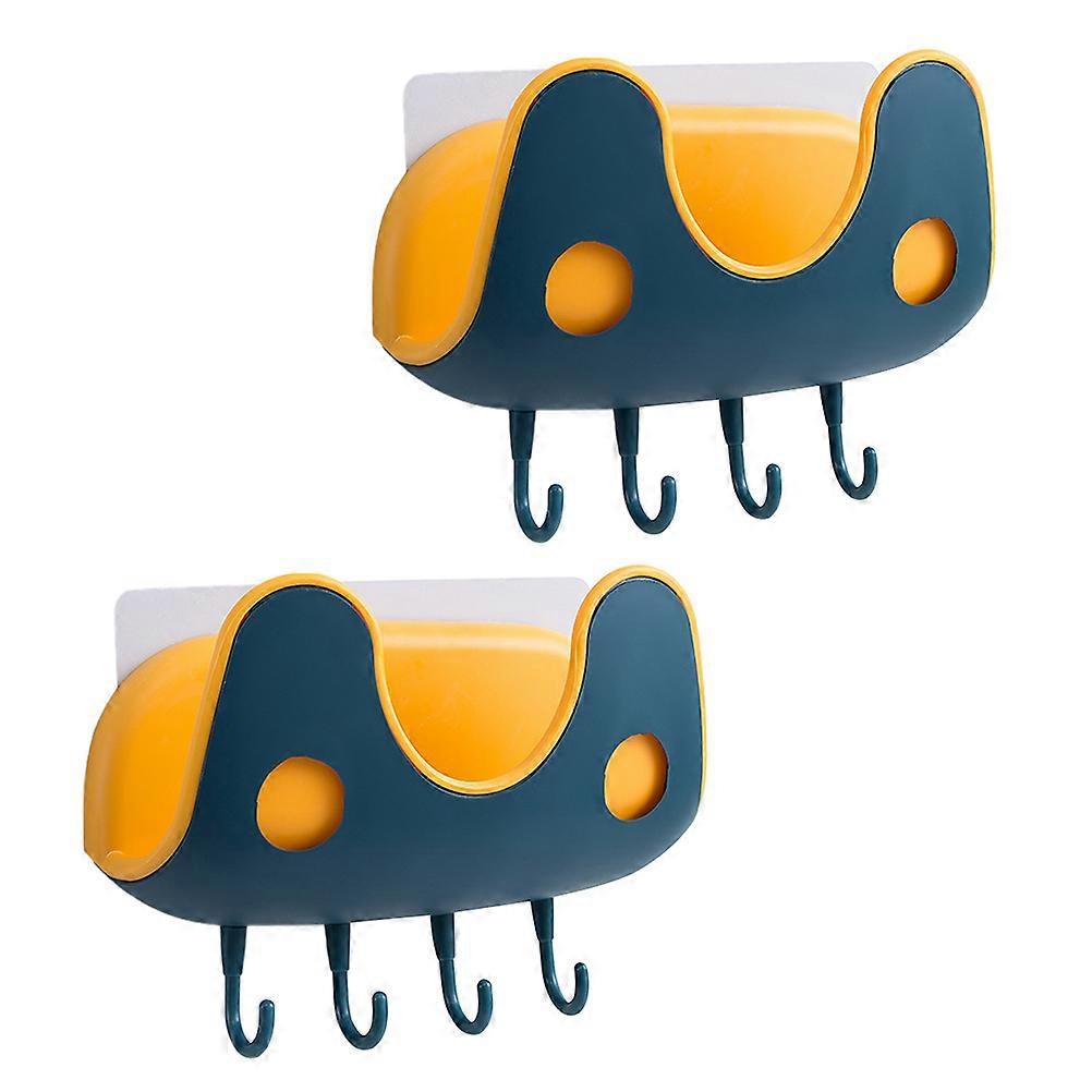 Double-Layer Pot Cover Rack Wall Mounted for Kitchen 2Pcs Yellow
