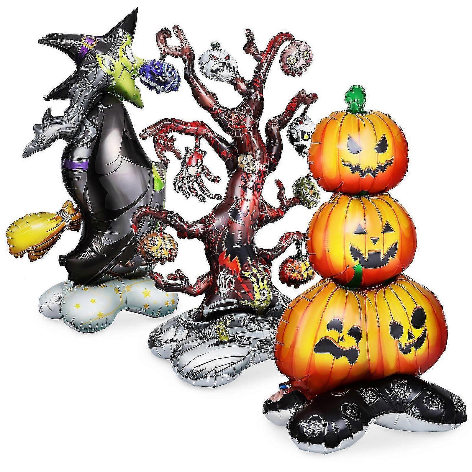 1 Set Halloween Inflatable Decorations, Pumpkin Stack & Witch Figure for Party Use