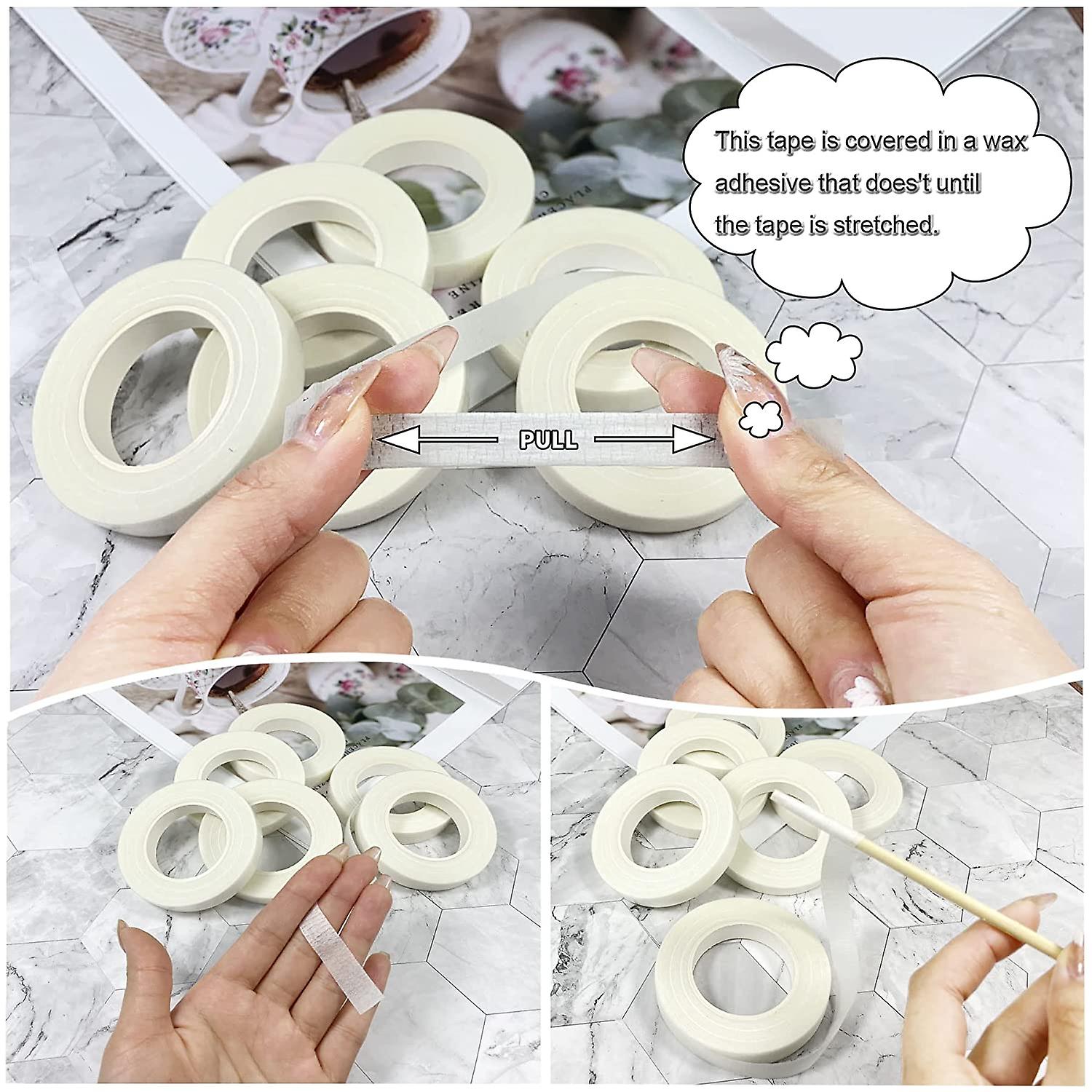 6 Rolls White Floral Tapes For Bouquet Stem Wrapping And Floral Crafts