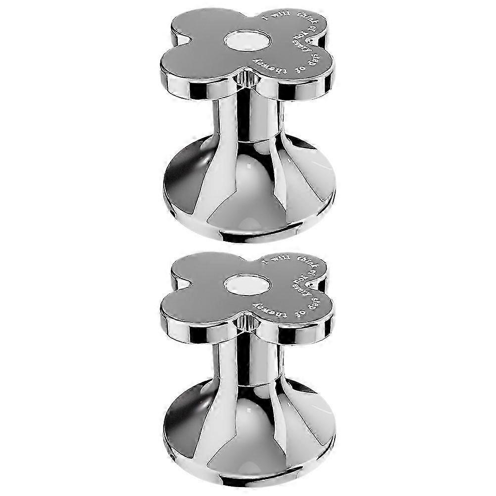 Toilet Tank Button Flower Shaped Flush Button Function 2Pcs Silver
