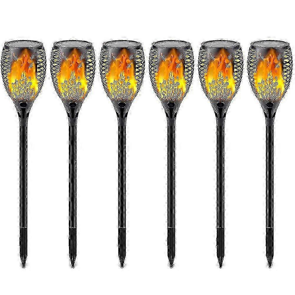 Solar flame decorative lights, six-piece set, with automatic switch and flickering flames