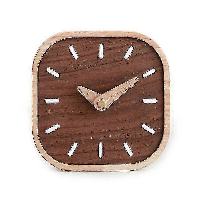 hard Black walnut solid wood small table clock Nordic style clock. 13.4*13.4CM high quality