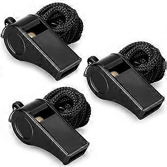 Plastic Sports Whistles, 3 Packs with Lanyard, Loud Crisp Sound, Ideal for Coaches, Referees, Officials
