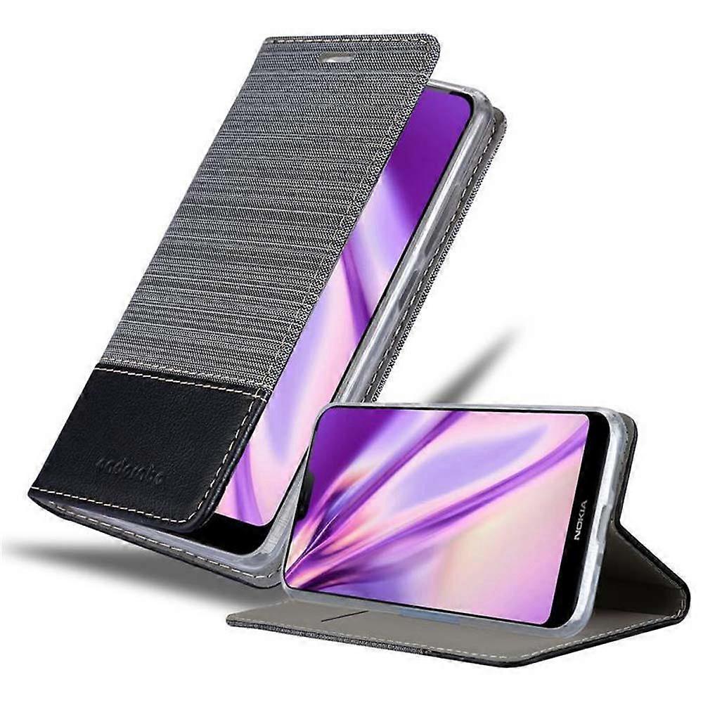 Case compatible with Nokia 7.1 - protective case in jeans look and with stand function