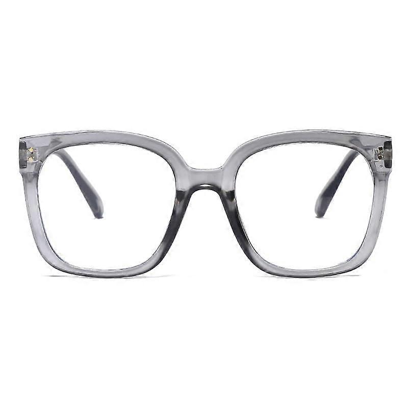 Light Gray Blue Light Blocking Reading Glasses +100 Large Frame Computer Readers for Clear Vision