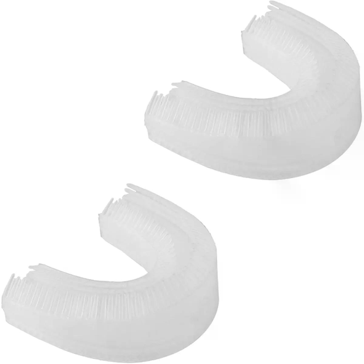2pcs U Shape Toothbrush Head Replacement Heads Silicone White