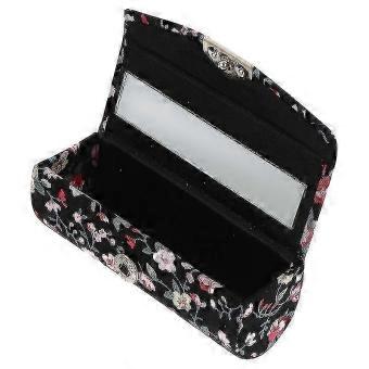 Retro Embroidered Flower Lipstick Case Portable Jewelry Storage Box With Mirror-brnv