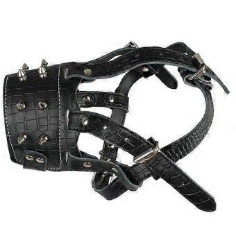 PU Leather Dog Muzzle Anti-Bite and Anti-Swallow Bark Control for Medium and Large Dogs (Size L, Pink)-spai
