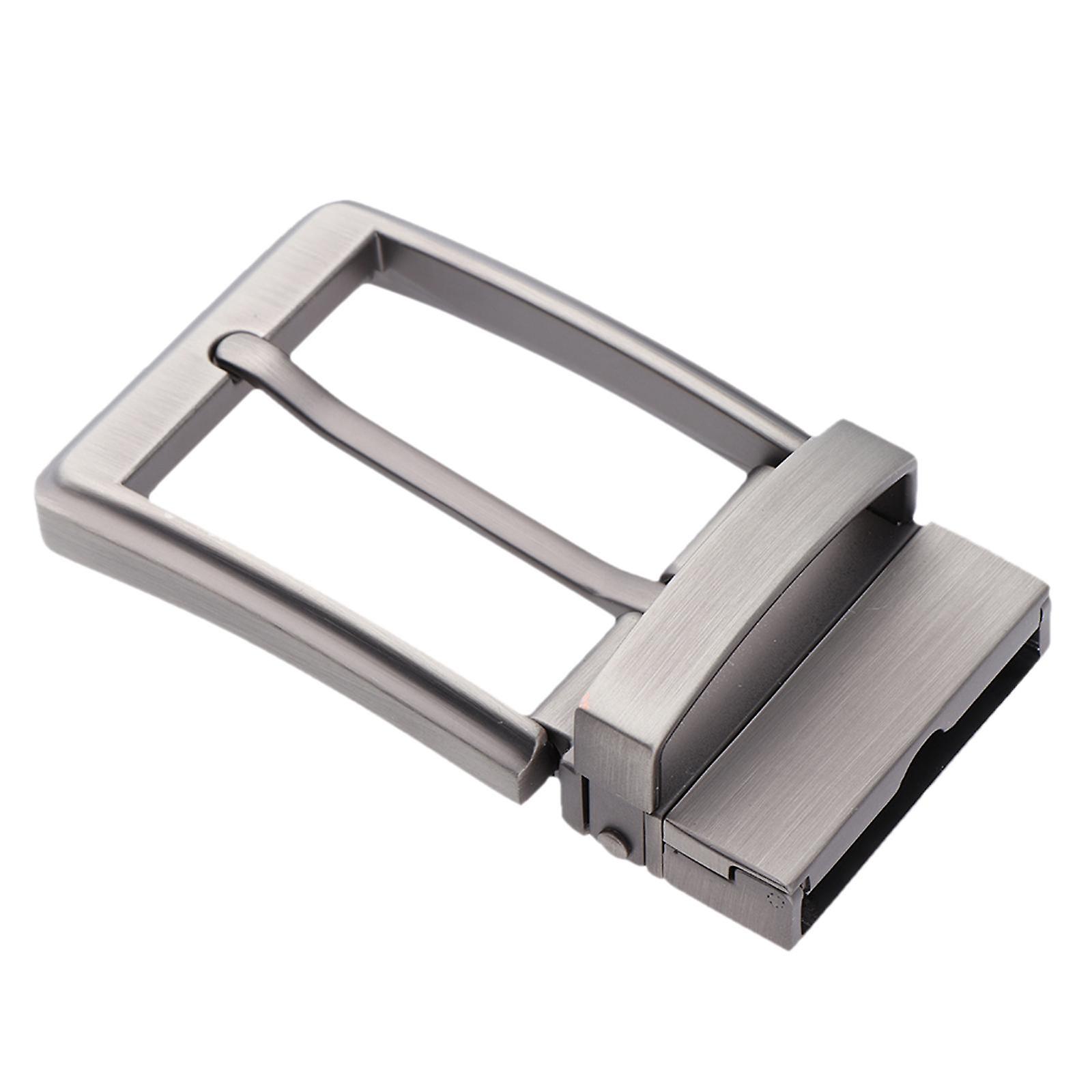 Men Belt Buckle Single Prong Rectangular Pin Buckle Reversible Pearl Gray