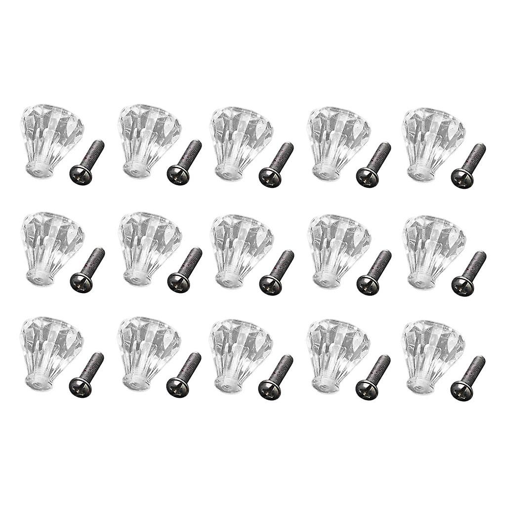 15x Clear Faceted Small Drawer Knob Cupboard Cabinet Pull Handle