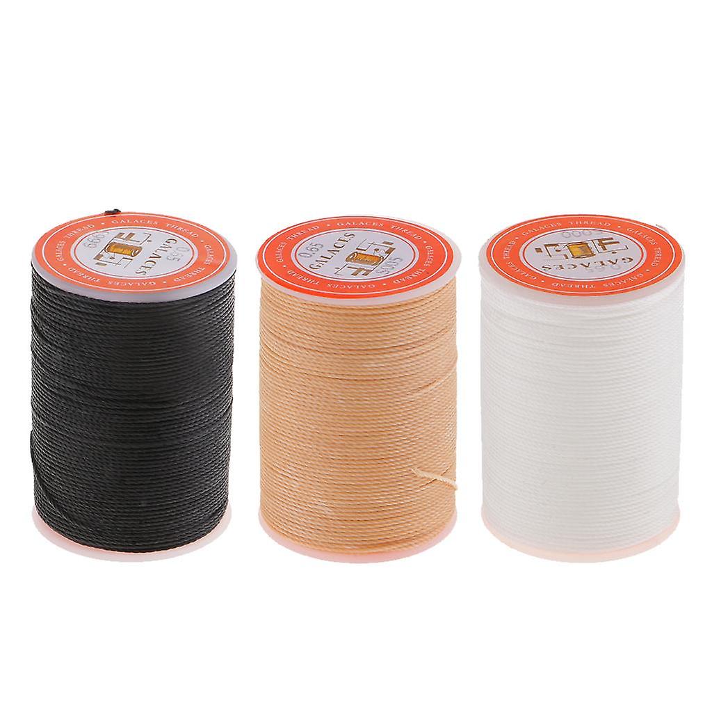 3Pieces Leather Sewing Waxed Polyester Cord Thread Hand Stitching Craft