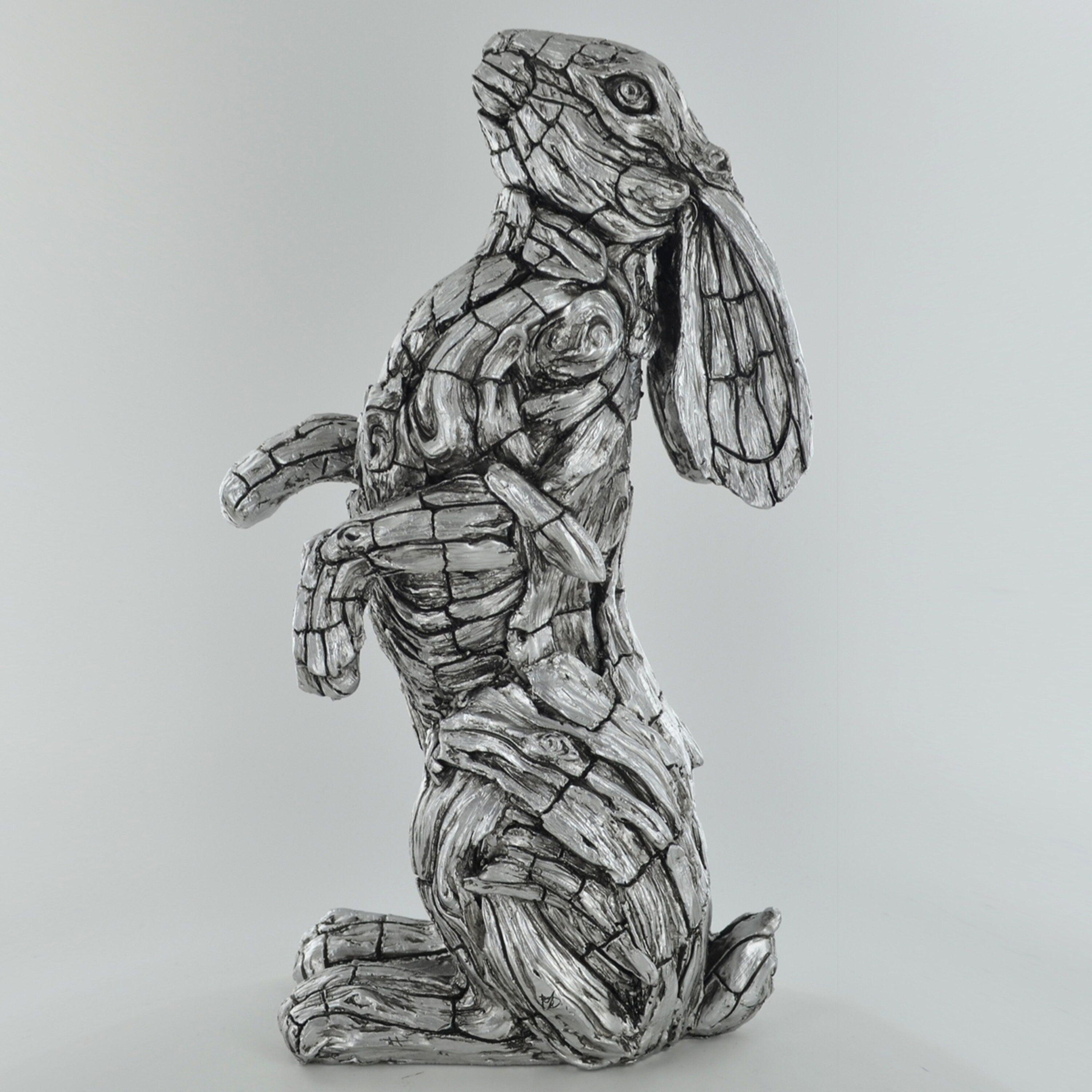 Silver Hare Wooden Style Sculptures & Statues