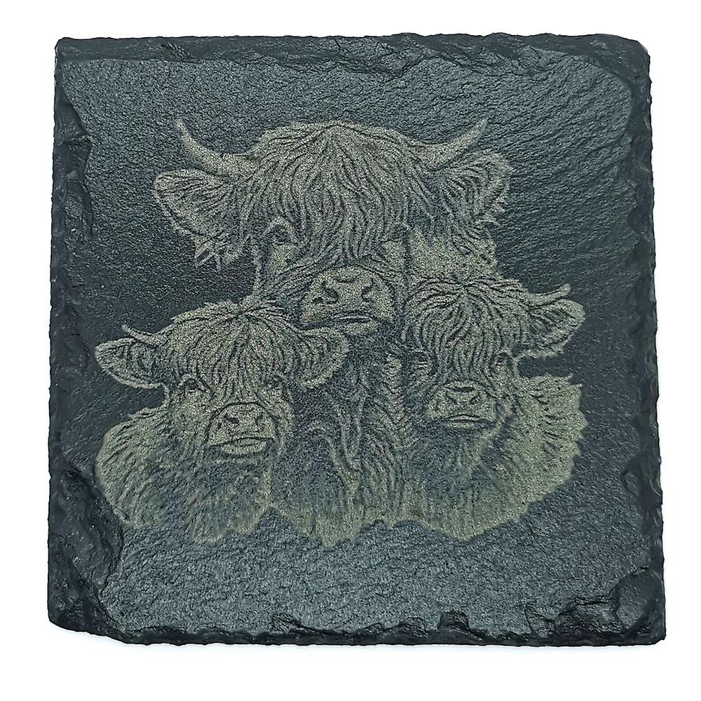 Highland Cow Family Coaster Rough by Hut Worx
