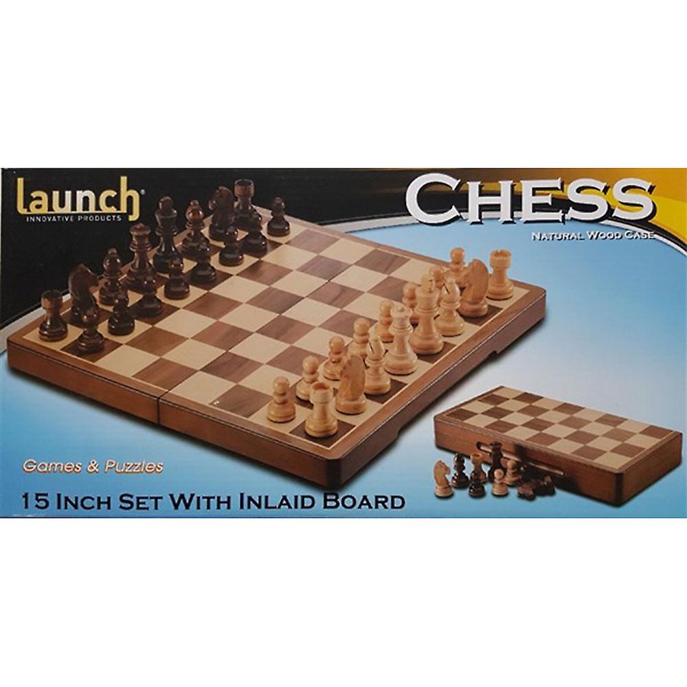 Launch Inlaid Folding Round Edges Chess Set 15"