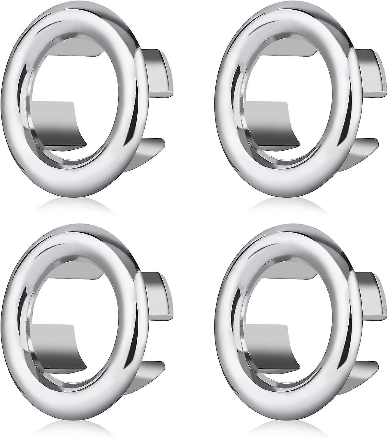 4 Pieces Sink Overflow Ring,kitchen Bathroom Sink Hole Round Overflow Cover,30mm Silver