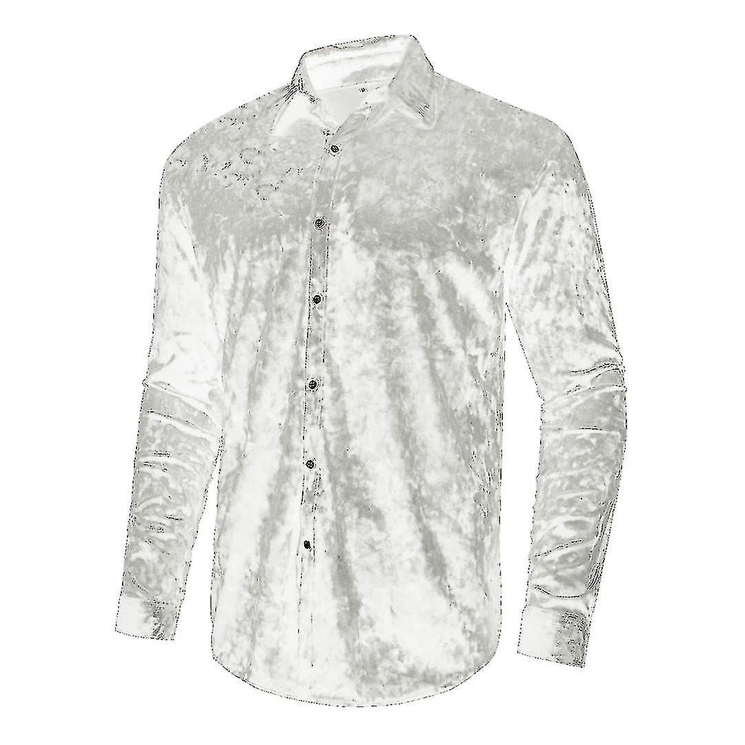 Herren Samthemd, Langarm Slim Casual Hemd