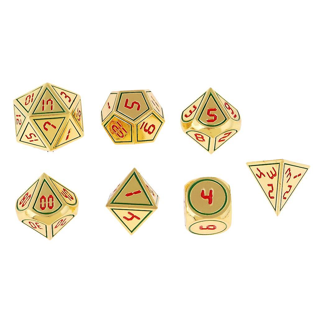 7 Pieces 14mm Metal Polyhedral Dice Table Game Set for B