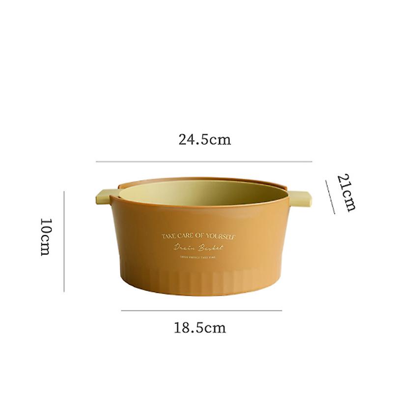 Drain Colander Double Layer Detachable Increased Deepened Capacity Plastic Colander Strainer Set for Kitchen Brown Small 