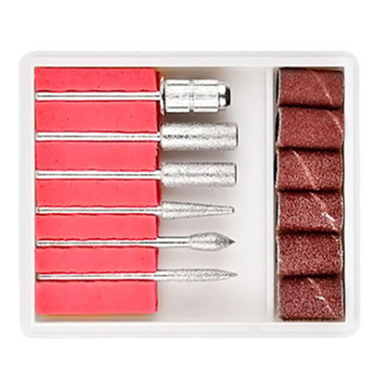 Electric Nail Drill Machine Low Noise Vibration Lightweight Nail Grinding Machine Set with 6 Bits  Rose Red
