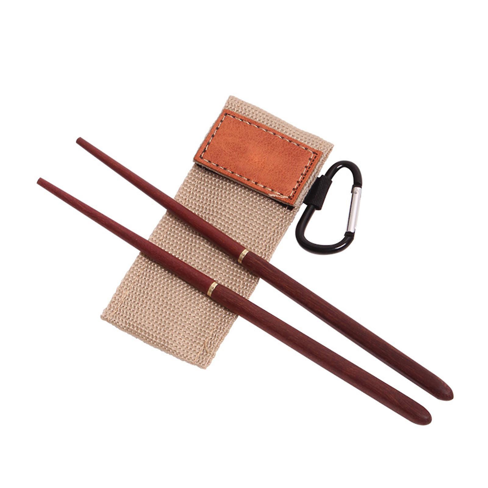 Wood Chopsticks Portable Reusable Detachable Chopsticks Set with Storage Bag for Outdoor Camping Khaki Tableware