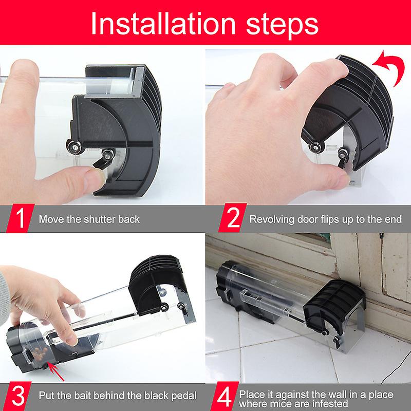 Automatic Mouse Trap, High Sensitivity, Self-Locking, Brown Transparent