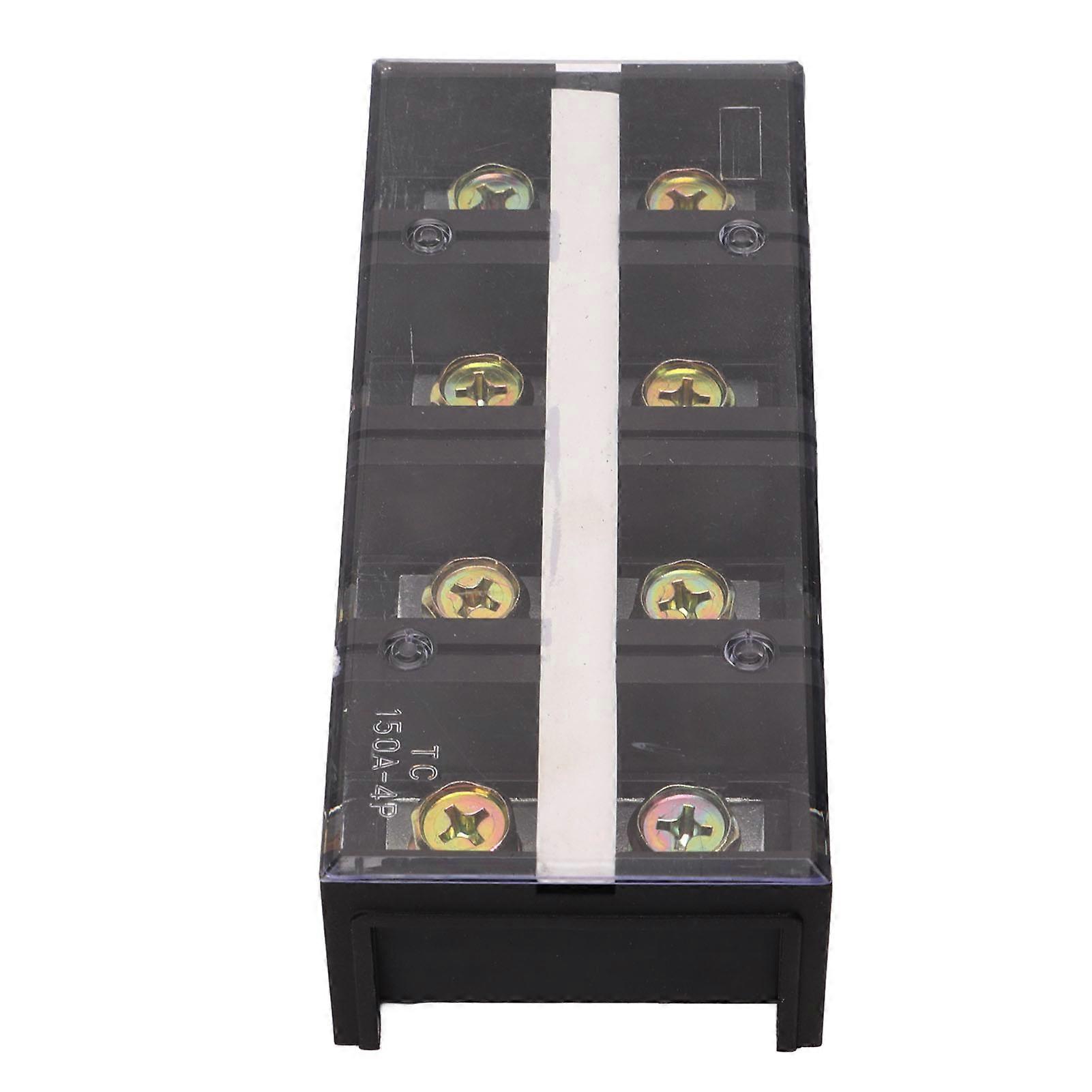 150A 600V Wire Barrier Block Terminal Strip Thickened Dual Row Terminal Strip with Transparent Cover for Bridge Lighting 4 Positions (2004)