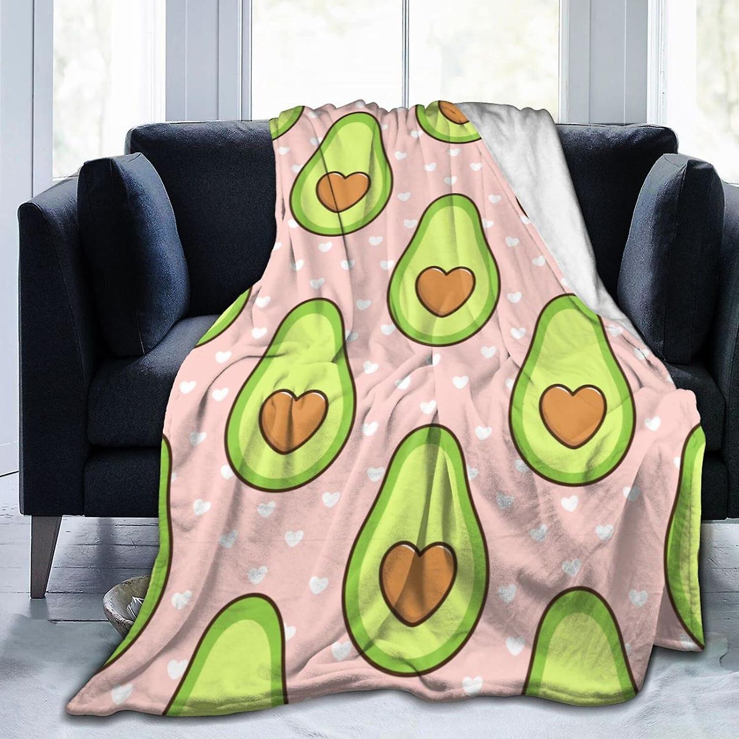 Throw Blanket Avocado Blanket Soft Comfortable Flannel Throw Blanket Washable for Bed Sofa