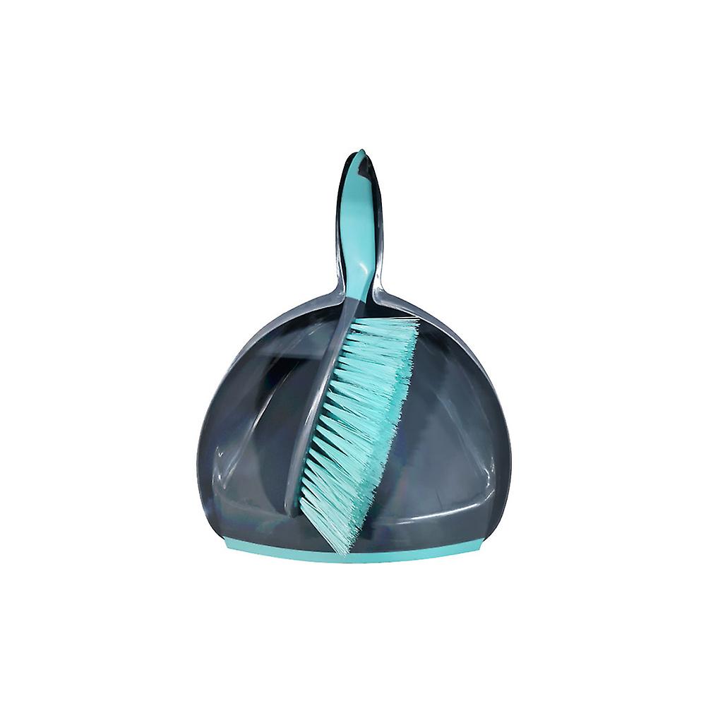 Blue/Grey Compass Soft Rubber Lip Dustpan and Thick Nylon Bristles Brush Set