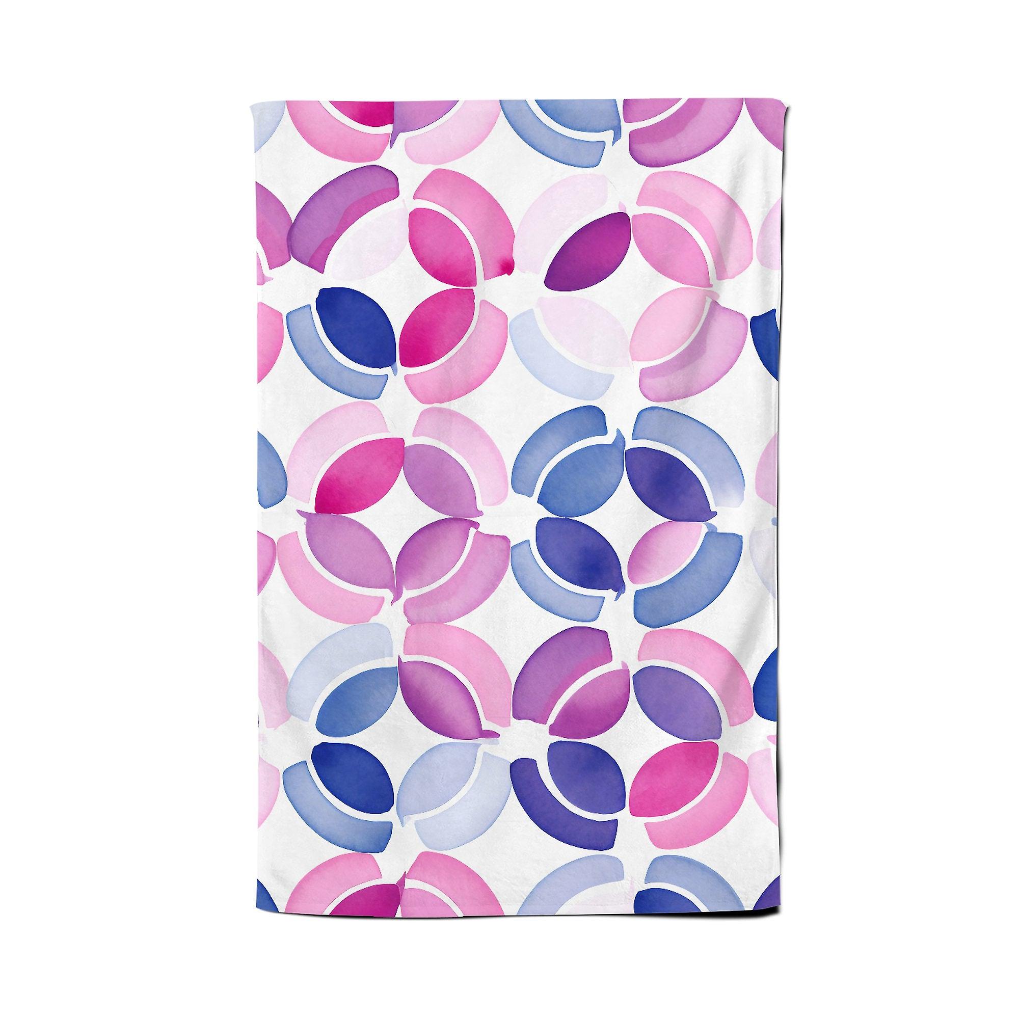 Interlocking Pink Blue Shape Tea Towel