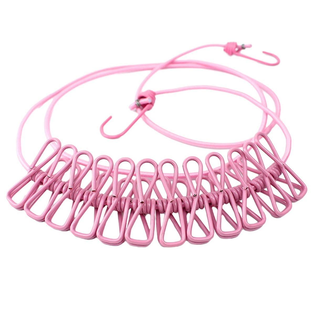 D Retractable Clothes Drying Rack Rope with 12 Clips Portable Clothesline Clothing Line for Laundry