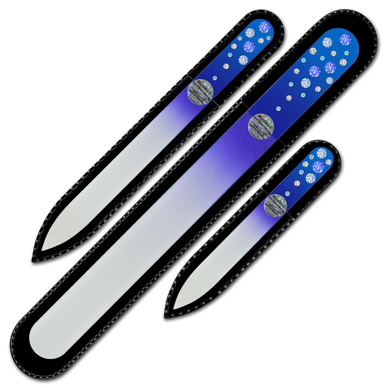 Set of 3 Glass Nail Files WC-BMS - Sapphire - Light Sapphire