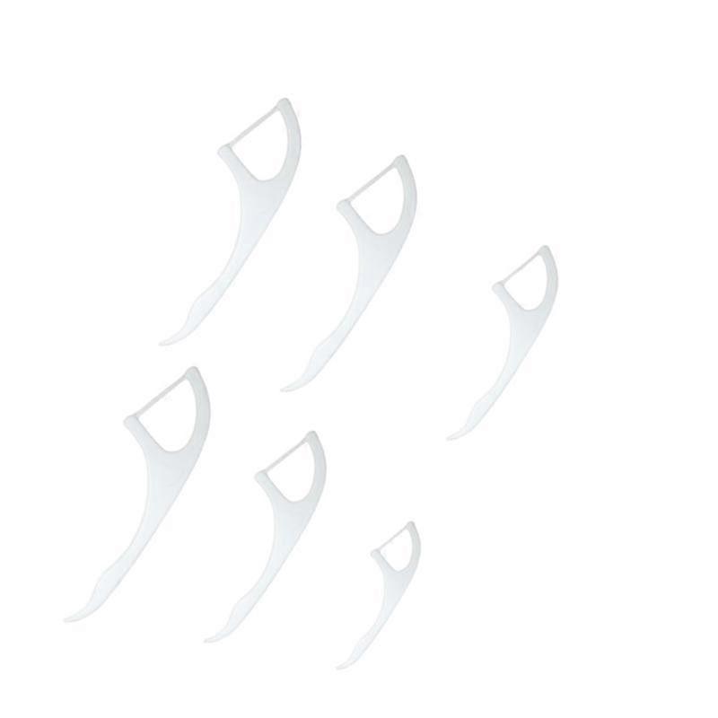 6-Pack Portable Dental Flossers, PE + HIPS Material, White Color, 7.5 cm