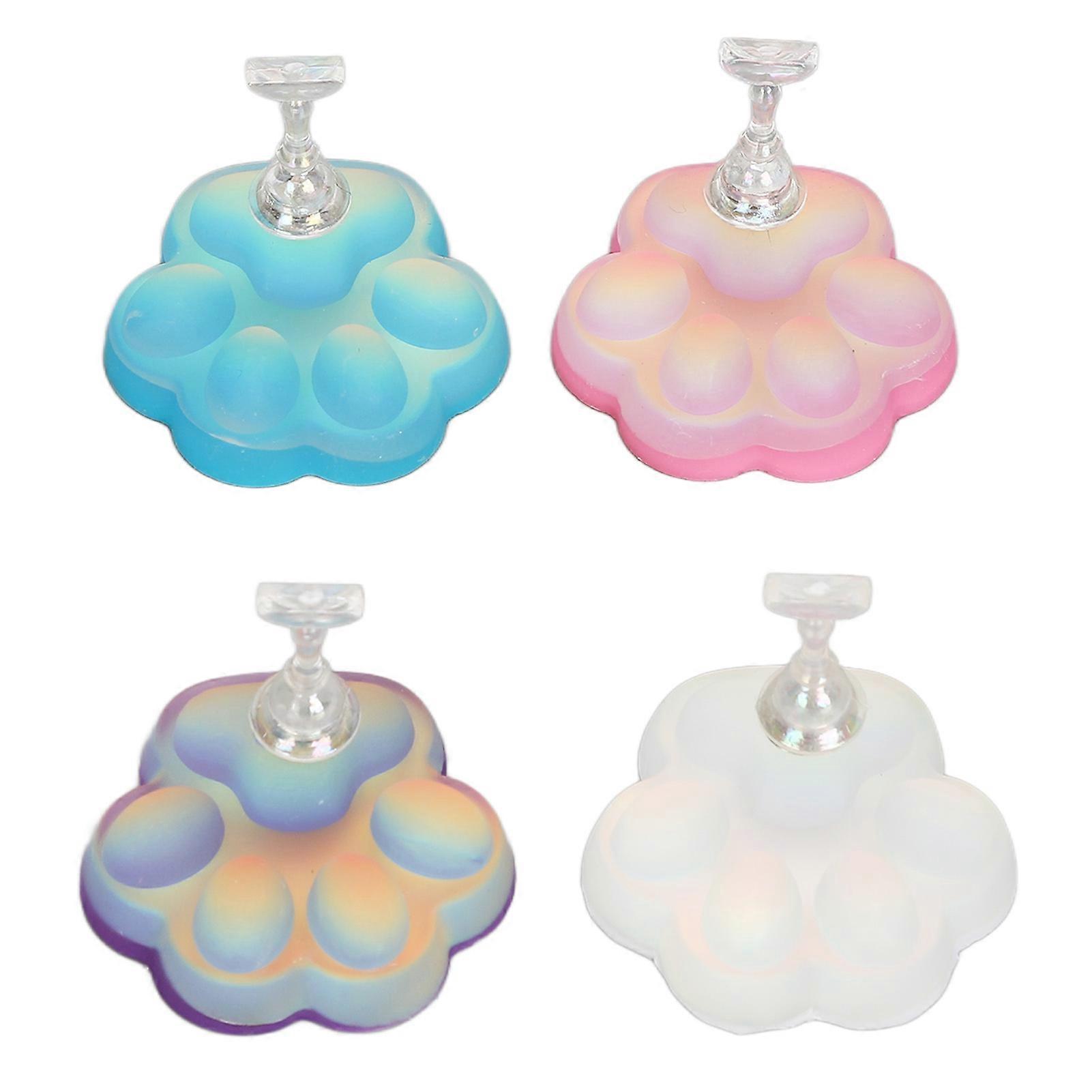 4pcs Cat Paw Nail Art Display Stand with Magnetic Bottom Nail Tip Holder for Salon Use Durable and Portable