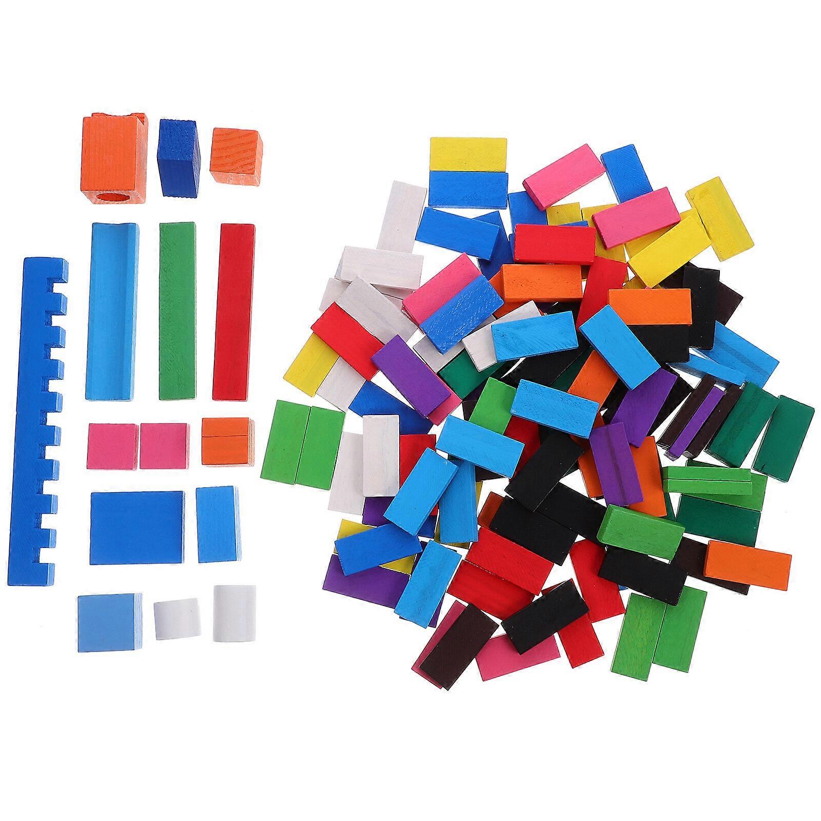 1 Set Wooden Domino Set Kids Toys Domino Building Blocks for Building and Stacking