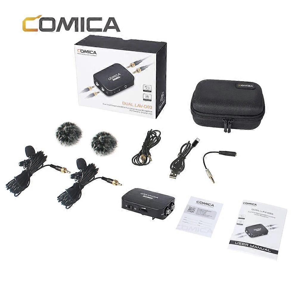 Dual.lav D03 Wired Lapel Microphone Detachable Omnidirectional Mic Dual-head Multi-functional Mic For Phone Camera Gopro
