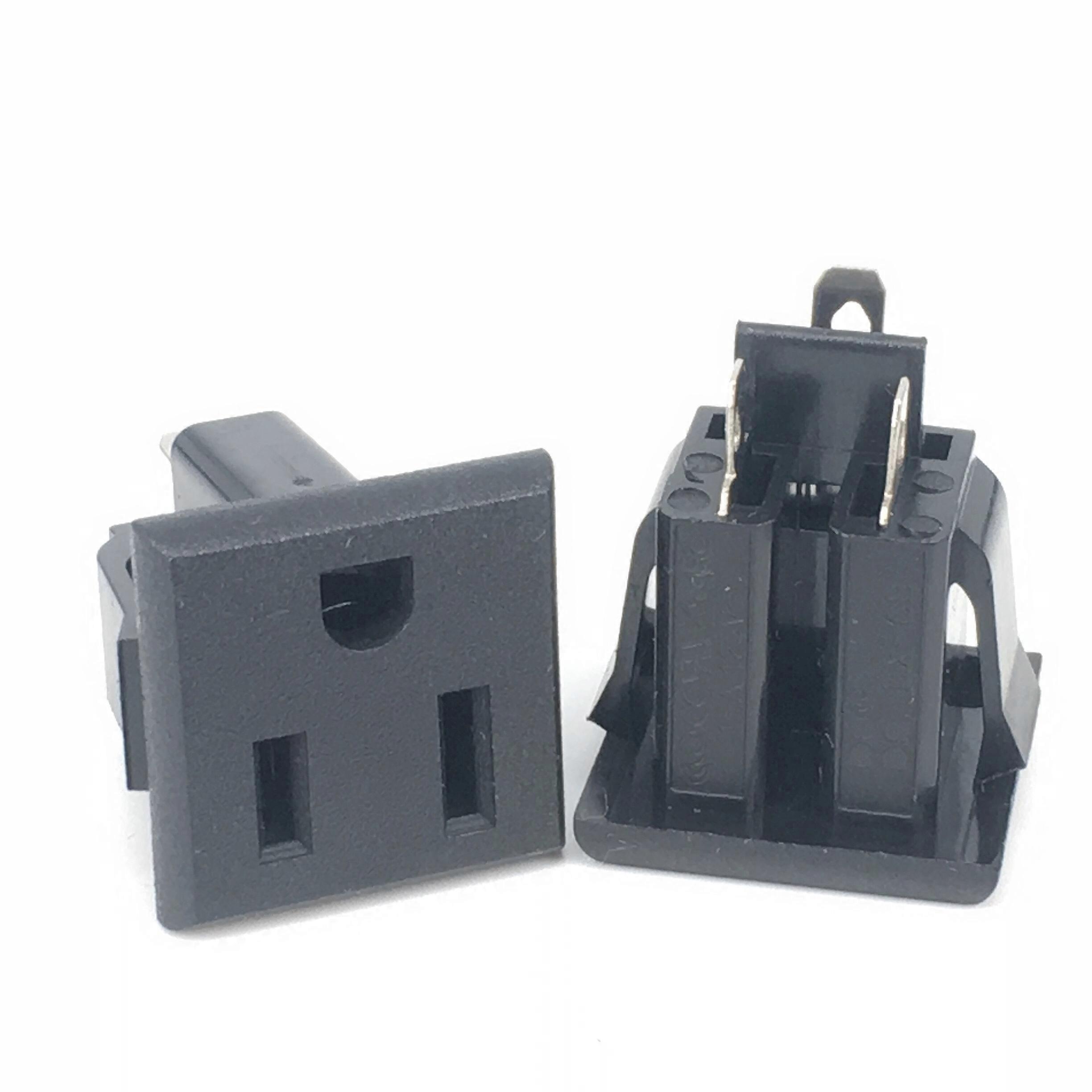 1pc AC US Nema 5-15R 3 Pin Female Chassis Inline Power Socket Adapter Industrial Power Connector Power Outlet