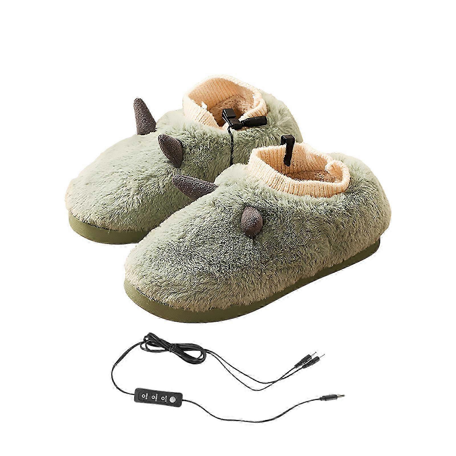 Usb Electric Heated Slippers Winter Warmth Accessories Non-slipping Washable Plush Adjustable Temperature Foot Warmers